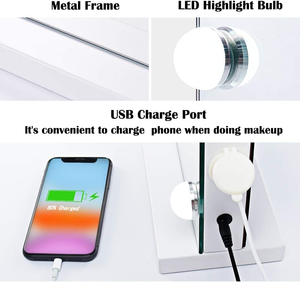 BENDIC Vanity Mirror Makeup Mirror with Lights,10X Magnification,Large Hollywood Lighted Vanity Mirror with 15 Dimmable LED Bulb