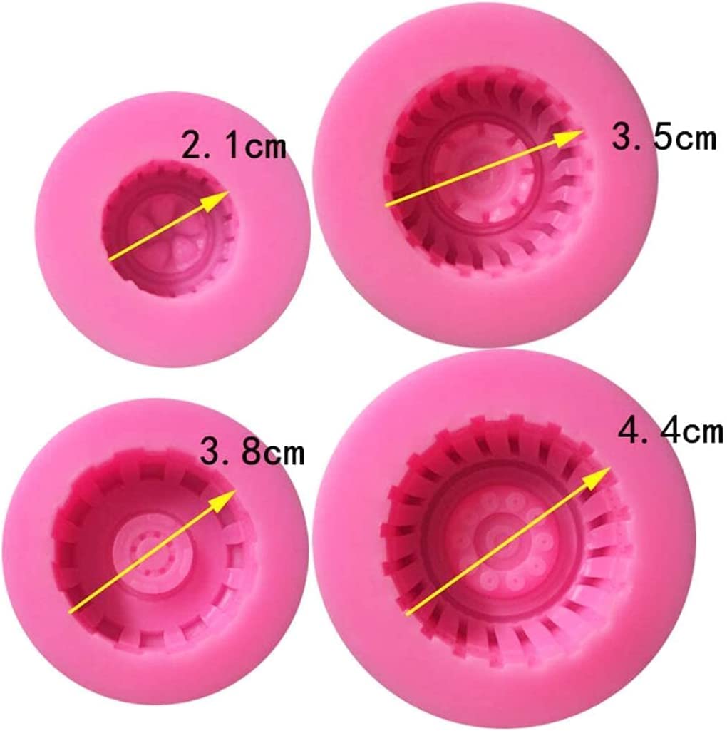 Set Of 5 Different Tire Wheel Carton Car Shape Boy Toy Silicone Molds For Diy Fondant Candy Making Chocolate Mold Desserts Ice C