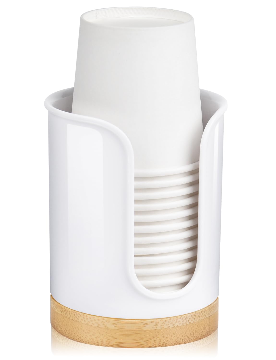 Bathroom Cup Dispenser - Small Cup Holder For Dixie 3 Oz Bathroom Cups, Mouthwash Cups, 3 4 Ounce Cup Dispenser - Pc/Bamboo, Whi
