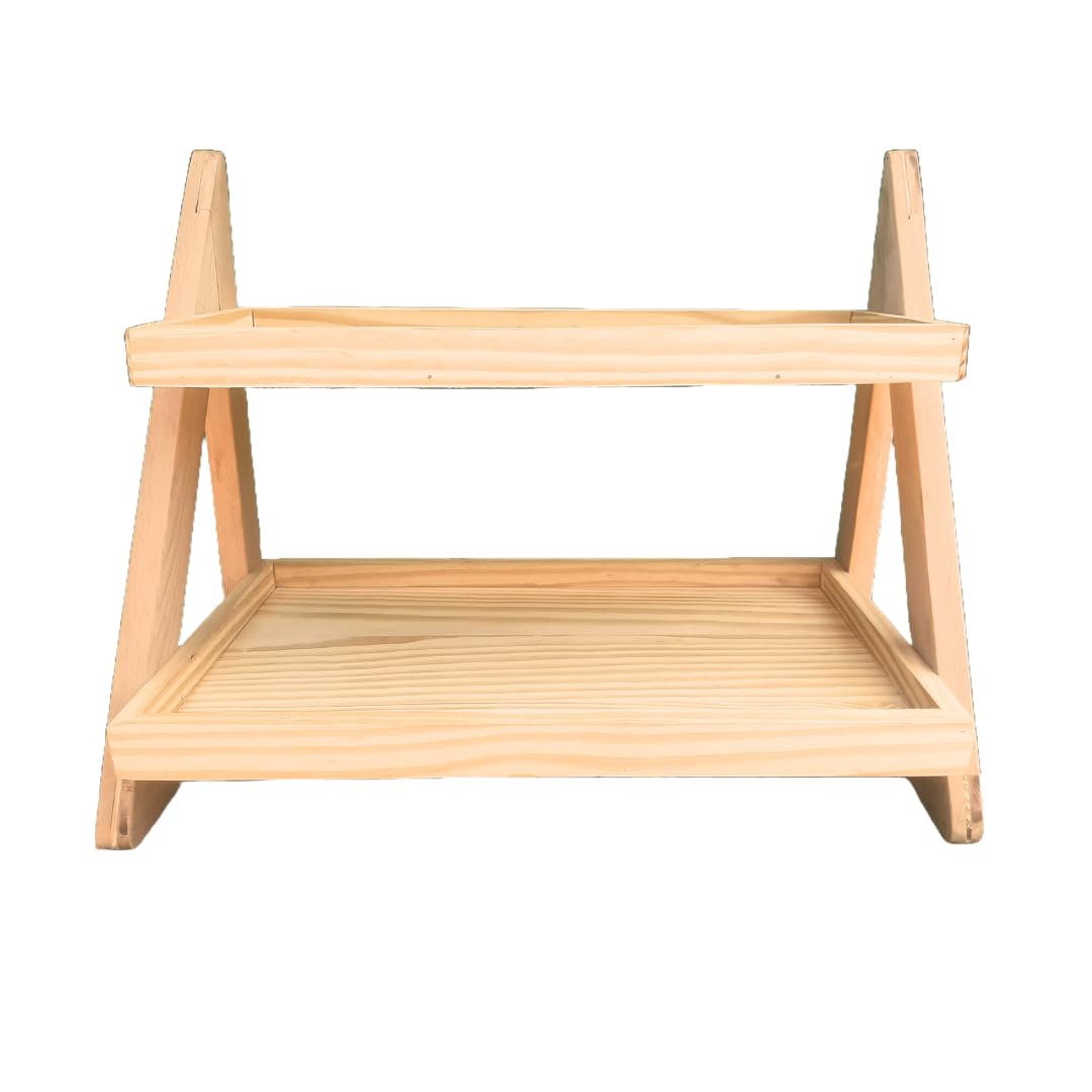 Lakshya India 2Tier Wooden Storage Rack For Kitchen, Living Room, Caf & Countertops | Spice Rack | Book And Decorative Items St