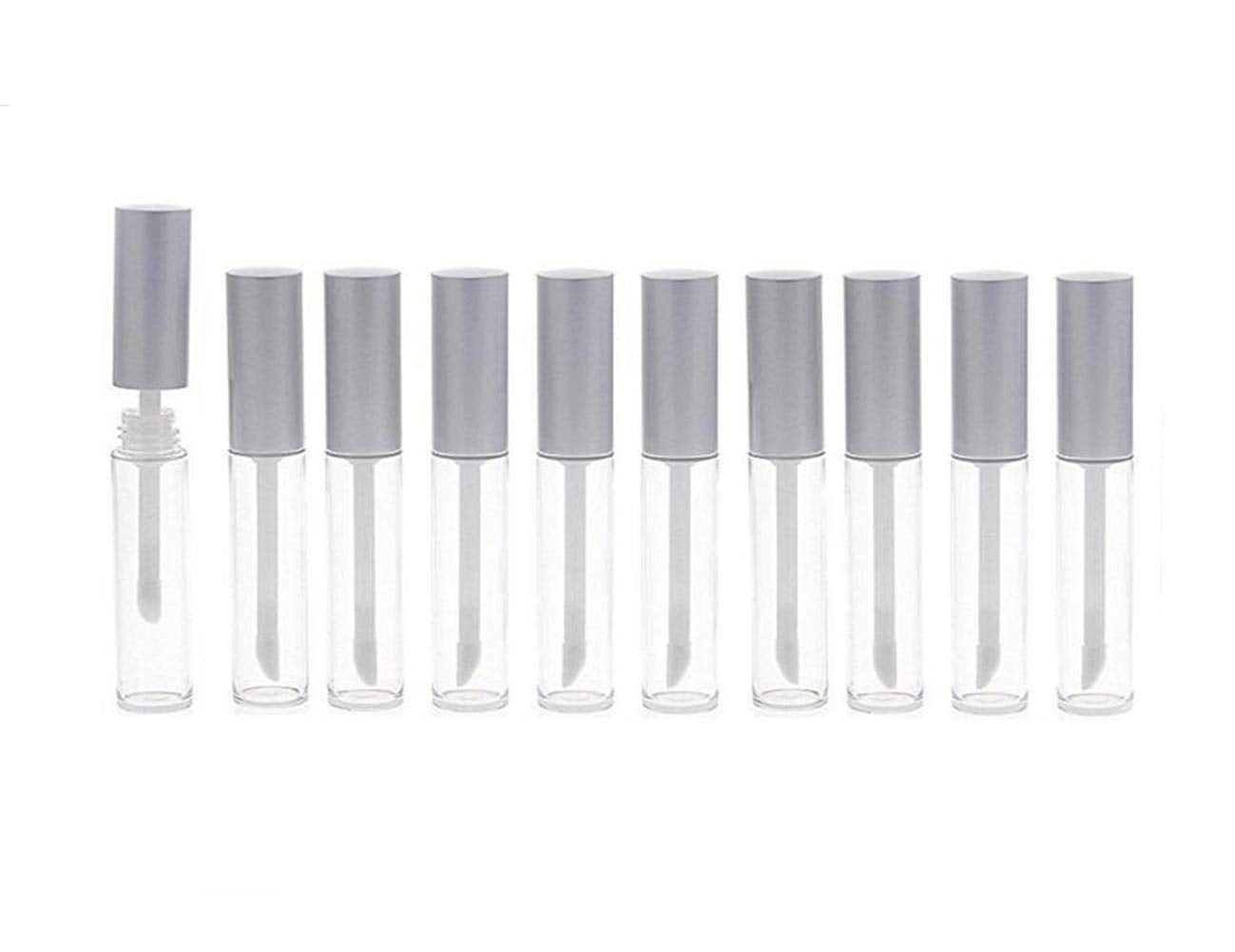 10 Pcs 10Ml Silver Cap Reusable Empty Lip Gloss Balm Tube Bottle Container Vials