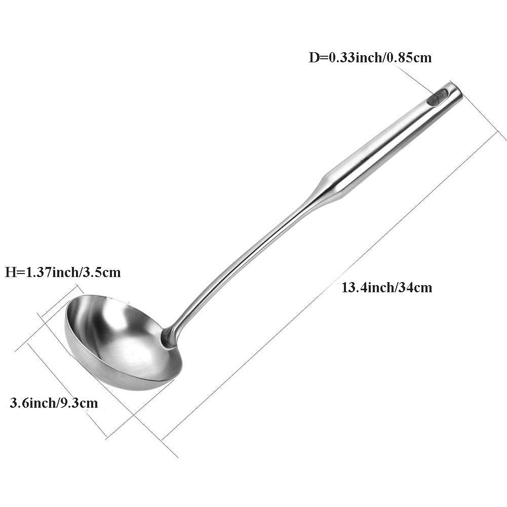 Tbwhl Metal Soup Ladle 304 Stainless Steel Gravy Sauce Ladle With Long Handle For Kitchen 13.4''
