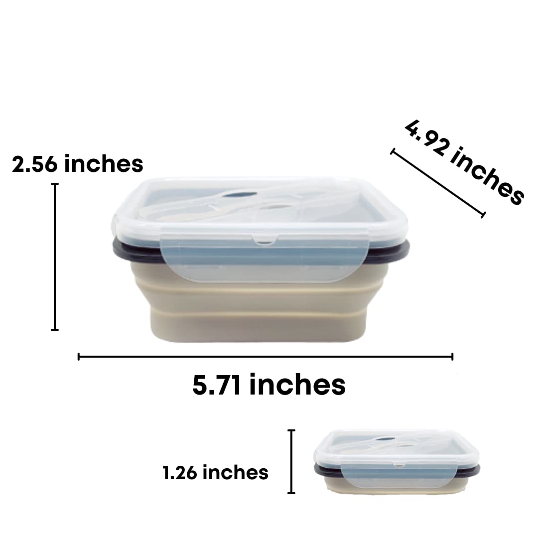 Green Handle Us - Reusable Foldable Take Out Lunch Bento Box Microwave & Dishwasher Safe Bpa Free Non Toxic Non Stick - Beige