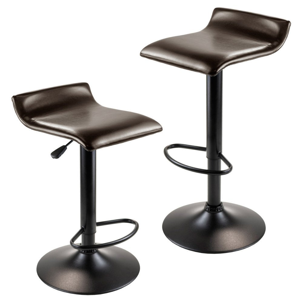 Winsome Trading Paris Adjustable Air Lift Swivel Bar Stool - Black - Set of 2