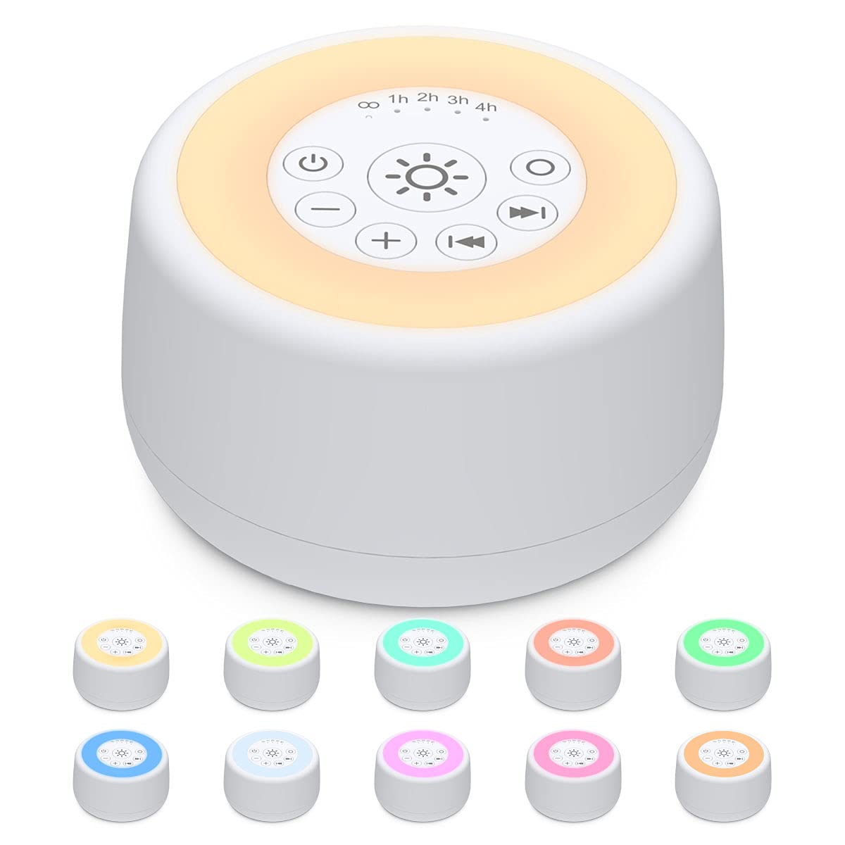 Sleepbox Sound White Noise Machine With 25 Soothing Sounds And 10 Colors Warm Night Light 4 Brightness Levels 32 Volume Levels 5