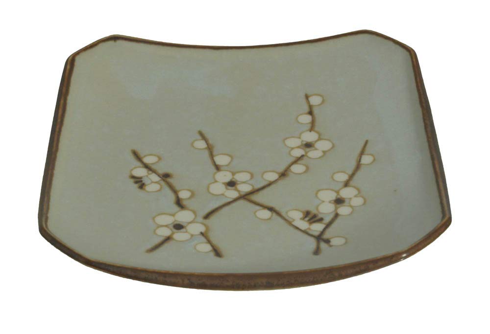 M.V. Trading Mjsp253S4V Japanese Cherry Blossom Square Bread/Butter/Salads Plates Set, Sold As 4 Plates, 5-1/4 (L) X 5-1/4 (W) X