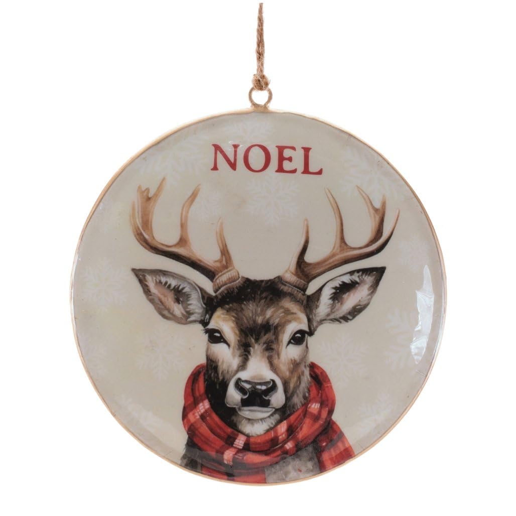 Disc Ornament w/Deer (Set of 6) 5.5D Iron