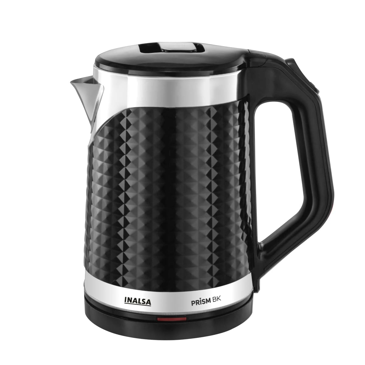 Inalsa Double Wall Kettle Prism Bk|1.8 Ltr| 1500W |Diamond Cut Design |Stainless Steel Inner Body |Cool Touch Outer Body |Wider 