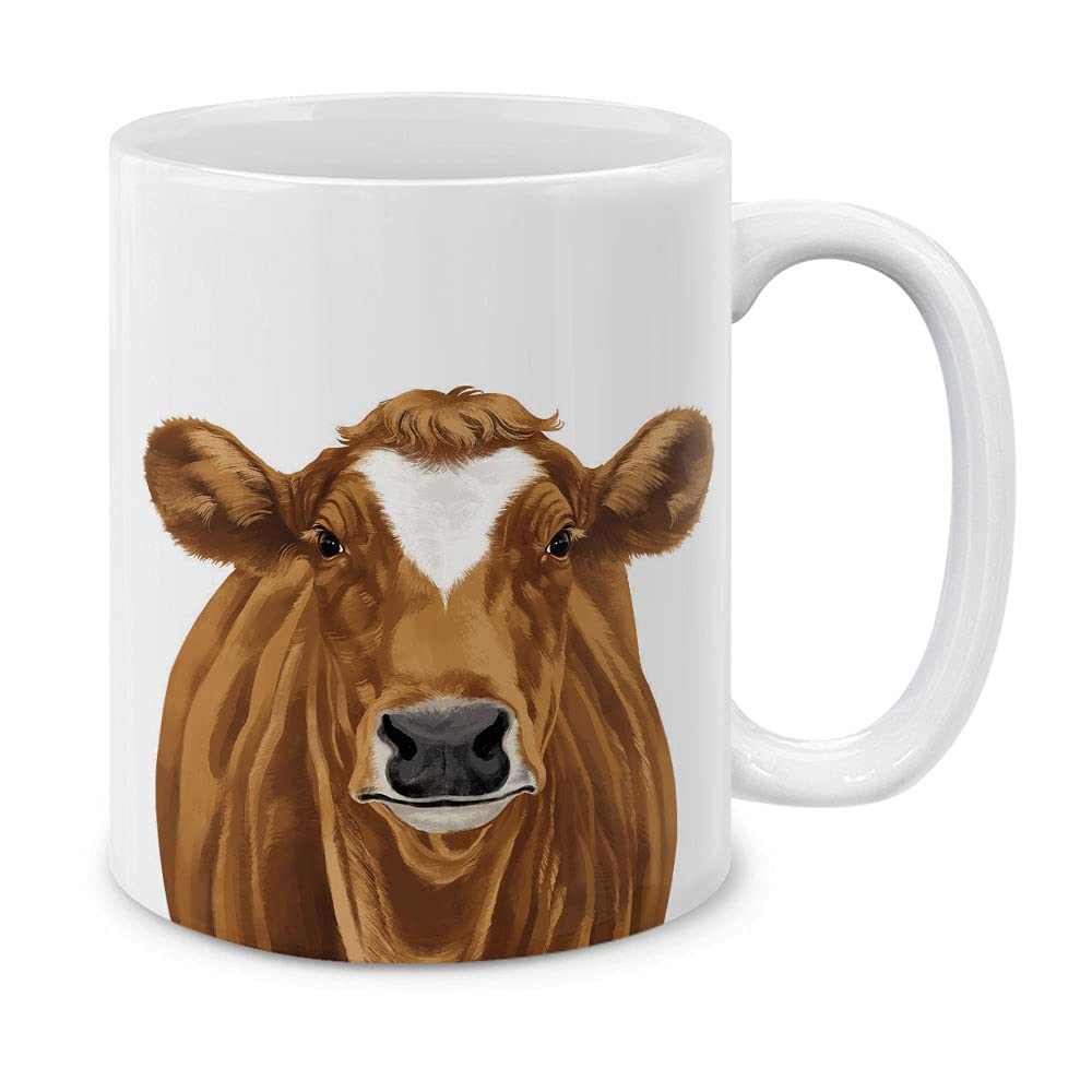 Mugbrew Brown Cow Ceramic Coffee Mug Tea Cup, 11 Oz