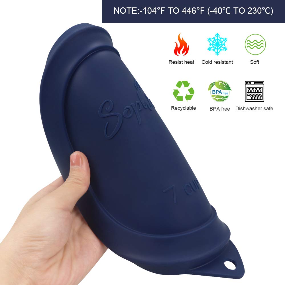 Sophico Round Silicone Storage Cover Lids Replacement for Anchor Hocking and Pyrex 7402-PC 6/7 Cup Glass Bowls (Container not Included) (Navy blue - 1 pack)