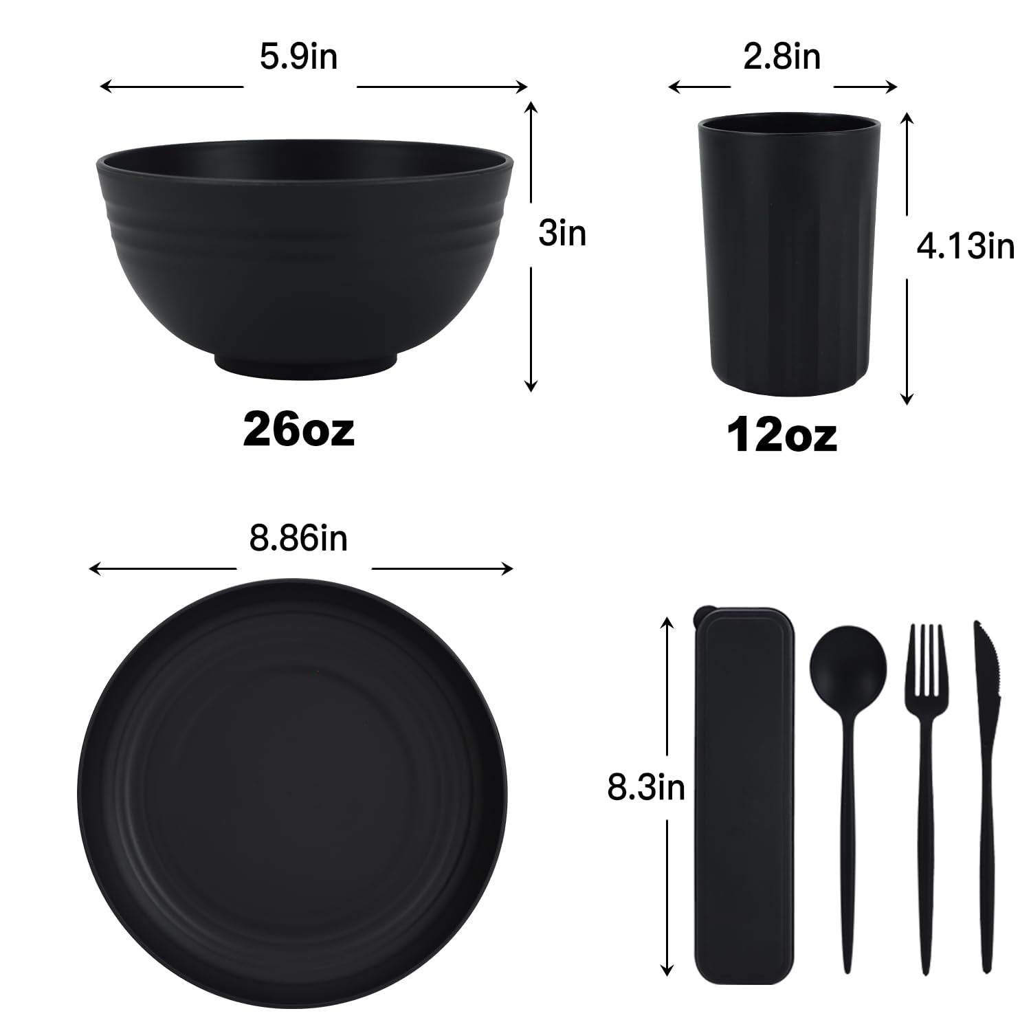 28-Piece Wheat Straw Dinnerware Sets, Microwave & Dishwasher Safe Unbreakable Dinnerware Set, Reusable Dishware Sets, Lightweigh