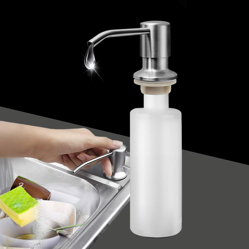 Amicicare Kitchen Sink Soap Dispenser Top Refill Built-In Countertop S.S Steel Dispenser Pump With 360 Degree Rotating Head And