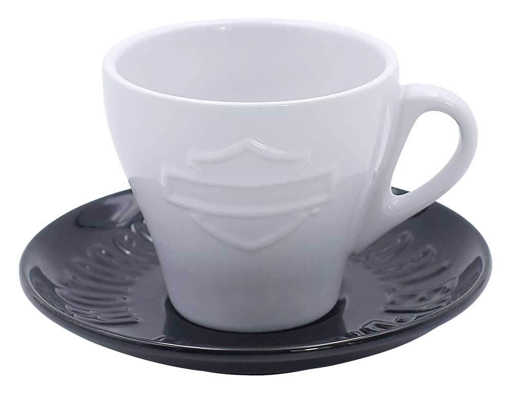 Harley-Davidson Silhouette Bar & Shield Ceramic Cup & Saucer - 6 Oz. Hdx-98619