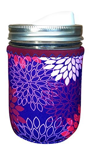 Koverz For Jars - #1 Neoprene Mason Jar Coolie 16 Oz Insulator Sleeve - Midnight Mums