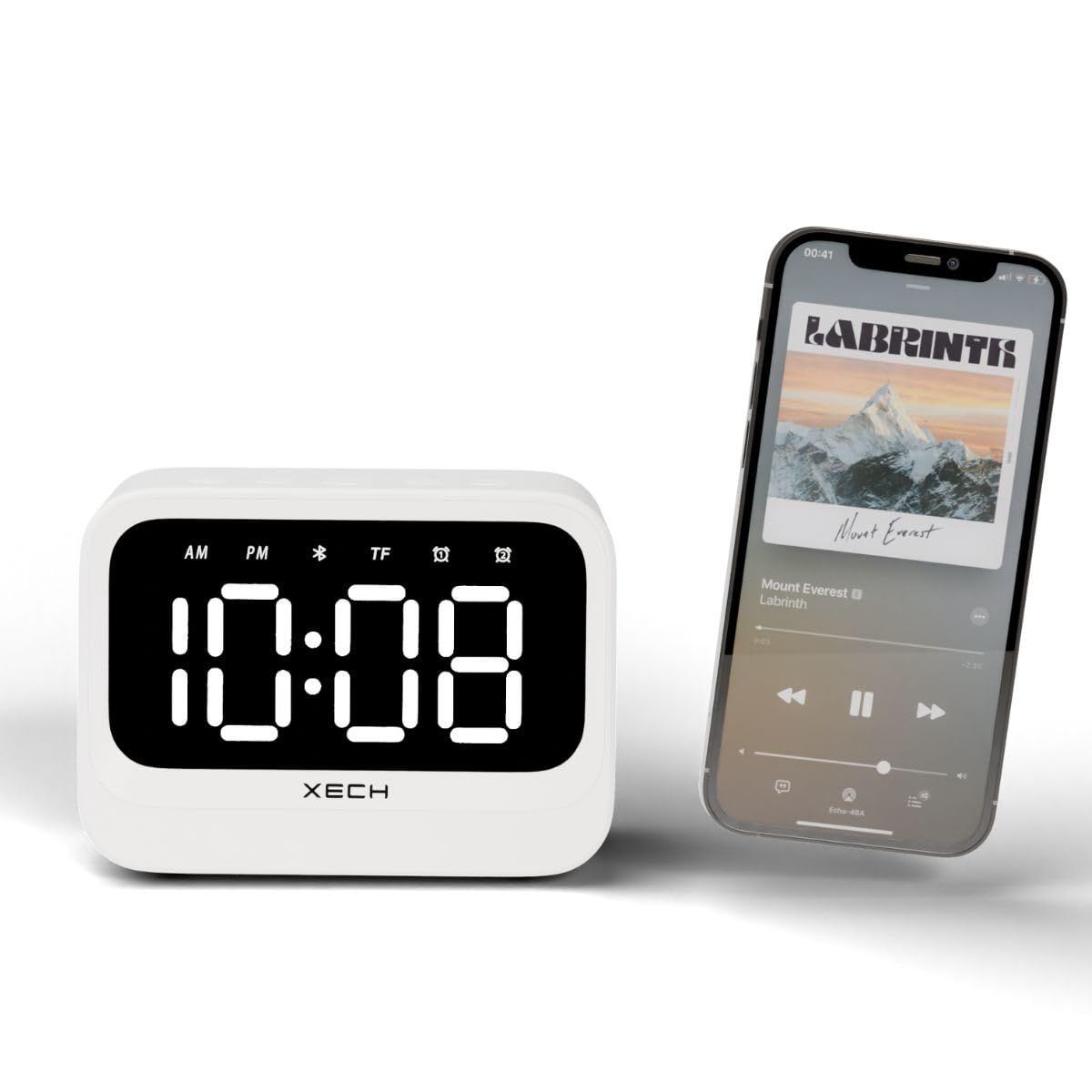 Xech Plastic Alarm Clock For Students And Heavy Sleepers Mini Digital Clock With Speaker Dual Alarm Usb C Powered Loud Alarm For
