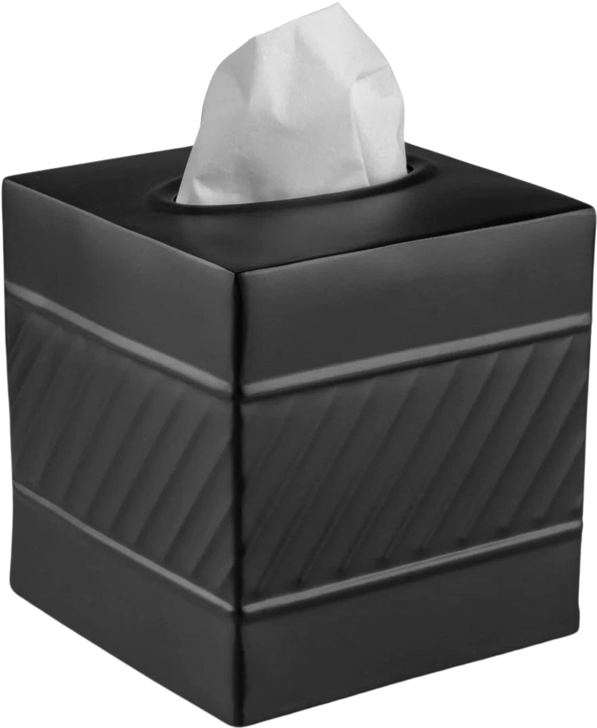 Monarch Abode 39127 Handcrafted Tissue Box Square Cover Holder And Dispenser, Wave Embossed, Metal Dresser Accessories For Offic