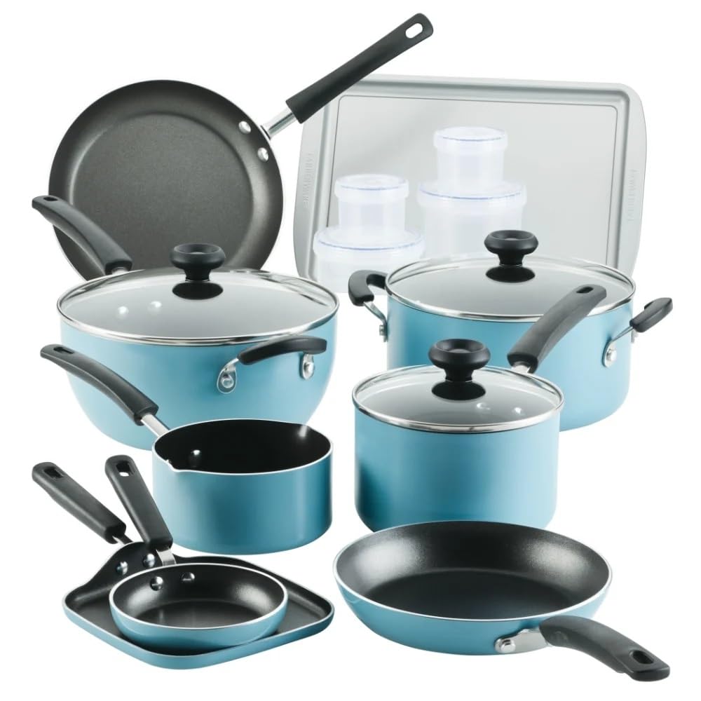 20 Pc Easy Clean Aluminum Nonstick Cookware Pots and Pans Set, Sets