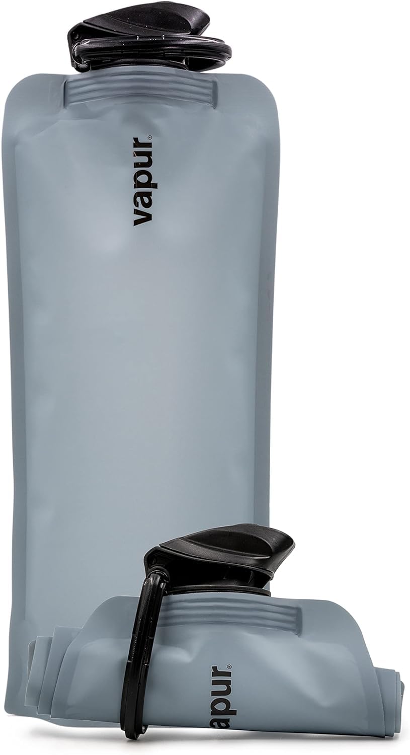 Vapur Flexible, Collapsible Wide Mouth Anti-Bottle With Detachable Carabiner, 34 Ounce, Graphite Grey, Pack Of 1