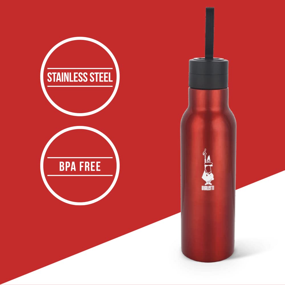 Bialetti - Stainless-Steel Water Bottle 25Oz: Double-Layered Vacuum Insulated, Keeps Drink Cold For 24 Hours And Hot For 12 Hour
