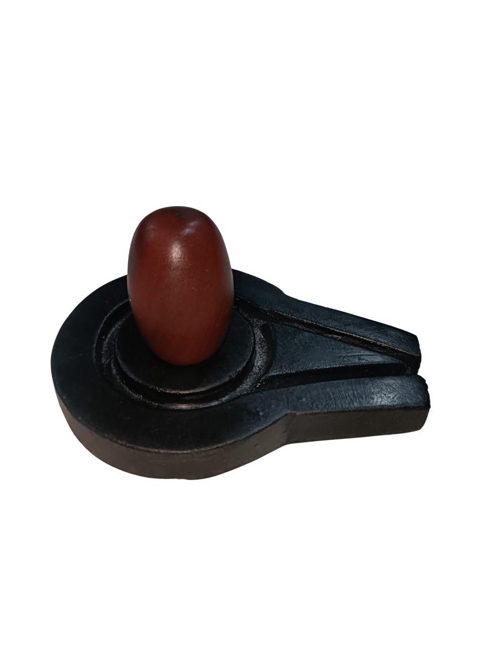 Kaushlendra Original Narmadeshwar Black 4 Inches Jaladhari, 2 Inches Natural Shivling Idol Murti With White Gopi Chandan Stick F