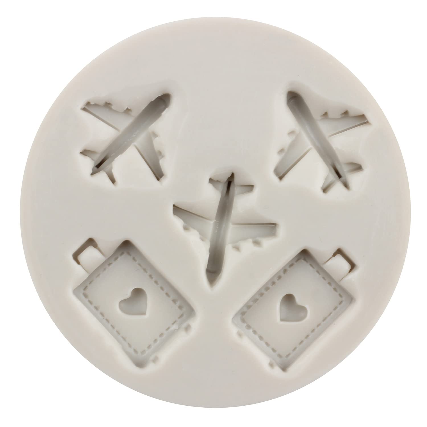 Mypracs Airplane Silicone Mold Travel Luggage Bag Fondant Mold Vacation Traveler Themed Mold Camera Cruise Mold For Sugar Cake D