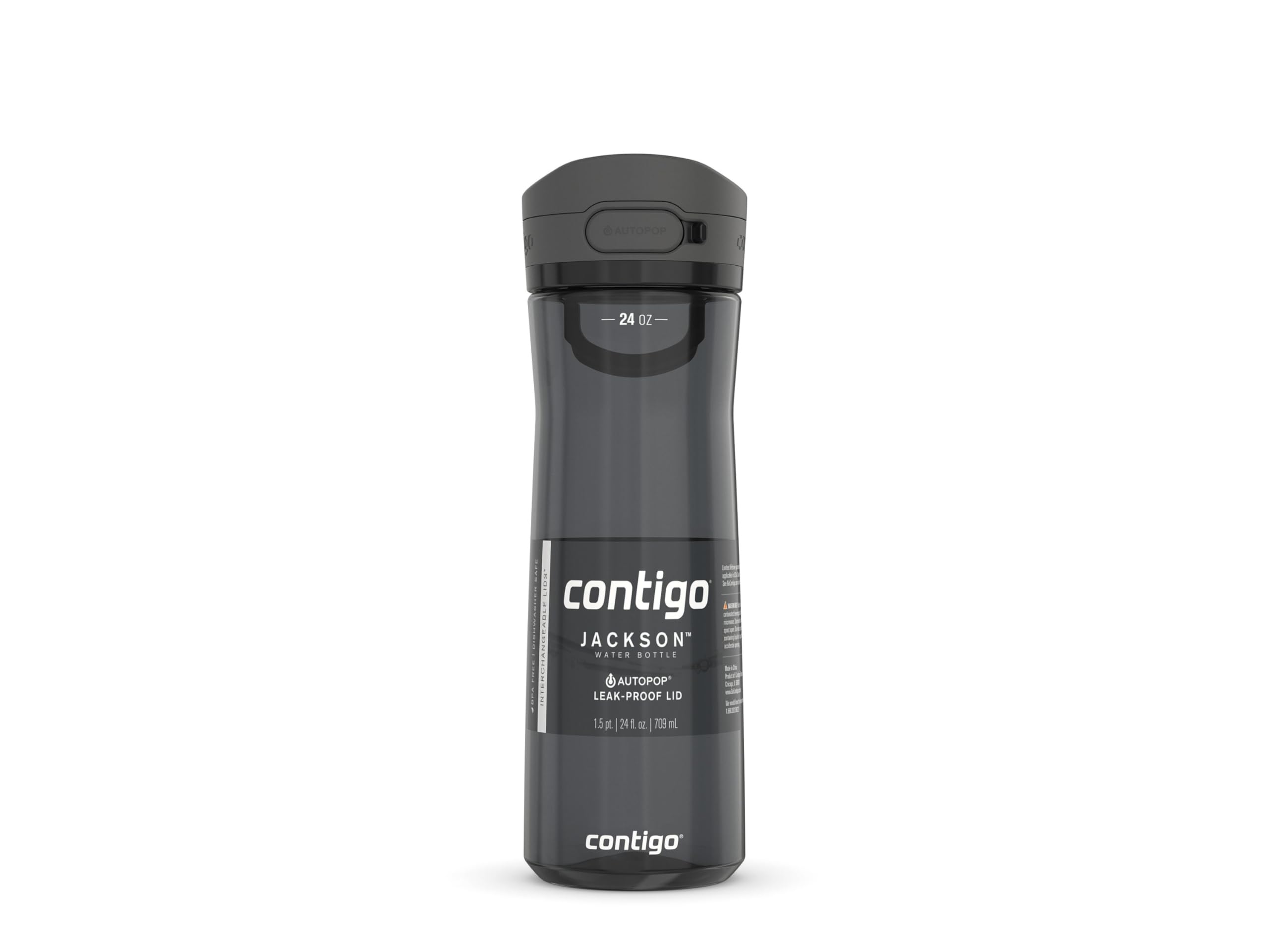 Contigo Jackson 2.0 Tritan Water Bottle with Leak-Proof AUTOPOP Locking Lid, BPA-Free Plastic, Dishwasher Safe, Licorice, 24 oz 