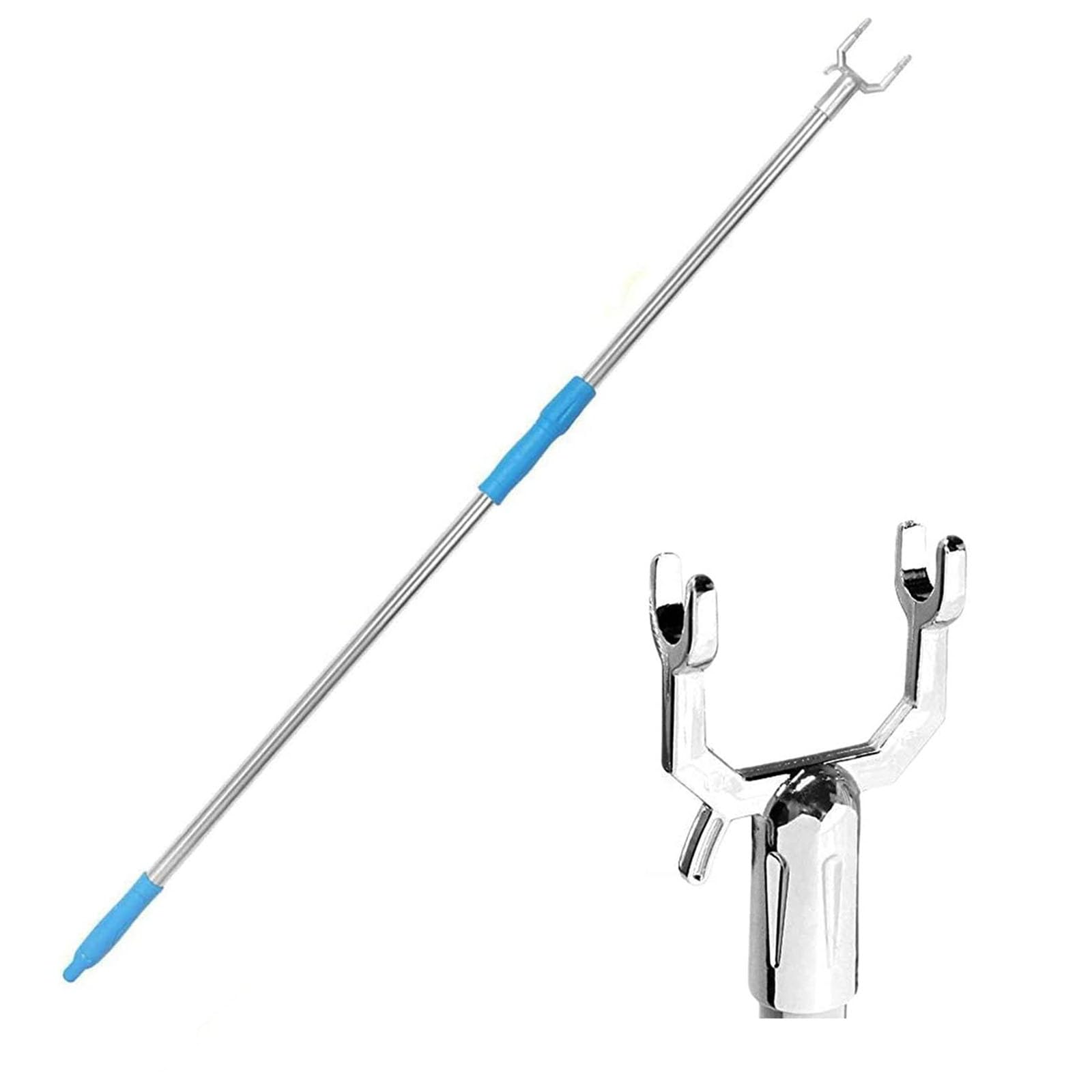 Extended Long Reach Stick Pole With Hook 45'' Reach Pole Hook Garment Pole For Closet Top,Curtain,High Area, Shelf