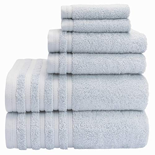Baltic Linen Pure Elegance 100% Turkish Cotton Luxury Towel Set - 2 Bath Towels, 2 Hand Towels, 2 Washcloths Light Blue 6-Piece-