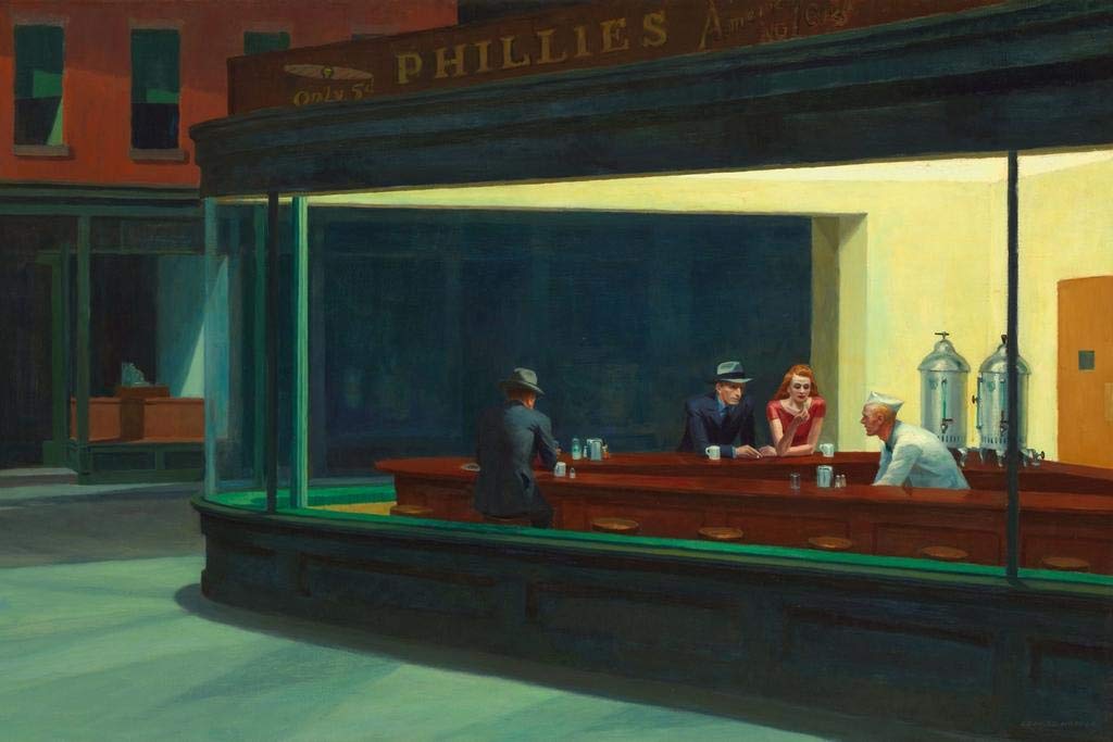 Nighthawks Diner Edward Hopper Poster 1942 Phillies Diner Late Night Hawks Famous Painter Painting Cool Wall Decor Art Print Pos