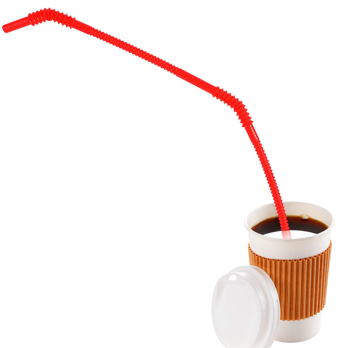 12 Pieces Flexible Drinking Straws Extra Long Plastic Straws For Camping Limited Mobility Situations Dishwasher (Red, 22 Inches)
