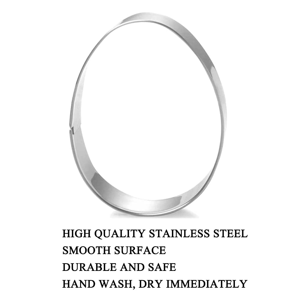 Easter Egg Cookie Cutter Set - 4 Piece - 4'', 3 3/8'', 2 1/2'', 2'' - Egg Shaped Cookie Cutters, Stainless Steel Biscuit Pastry