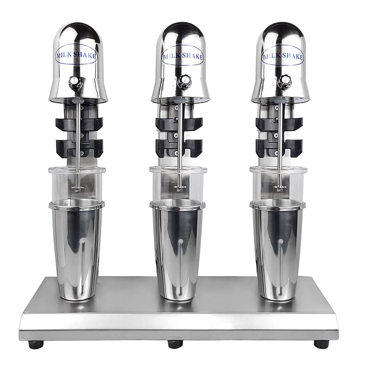 Dnysysj Electric Milk Shaking Machine Maker Commercial Stainless Steel Triple Heads Drink Mixer With 6 Cups (3 Stainless Steel C