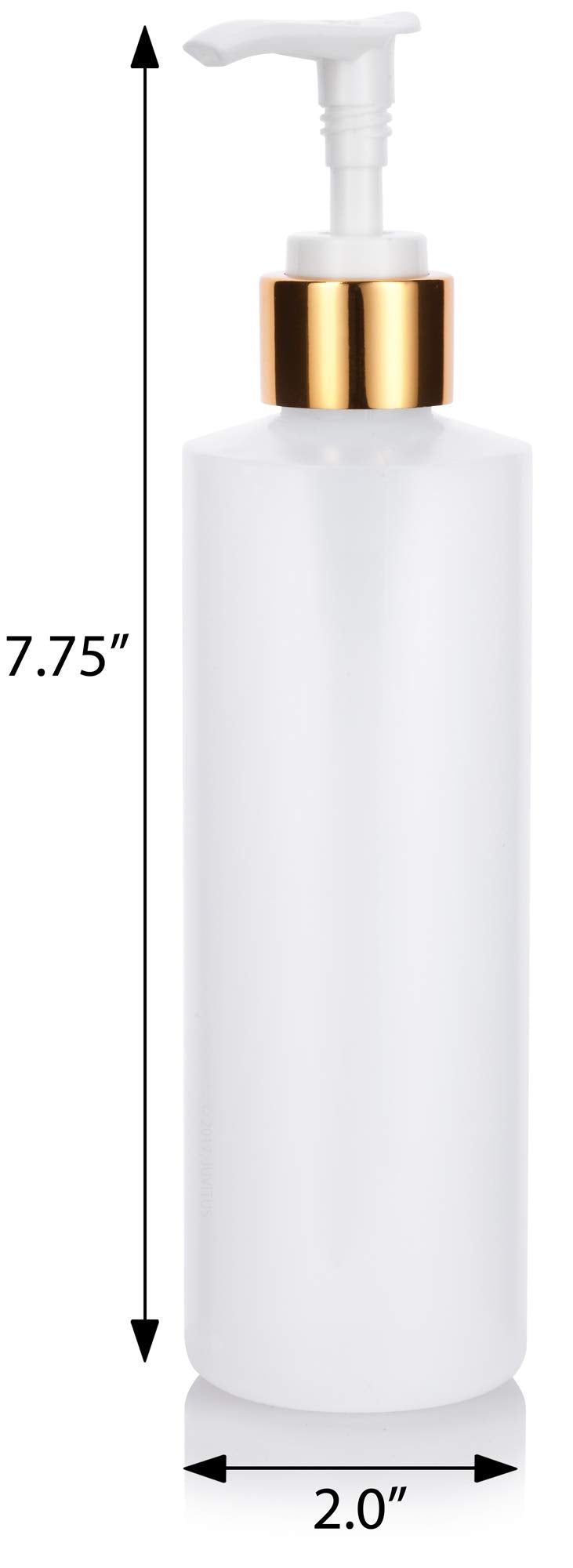 8 oz Clear Natural Refillable Plastic Squeeze Bottle with Gold Lotion Pump Dispenser (6 Pack)