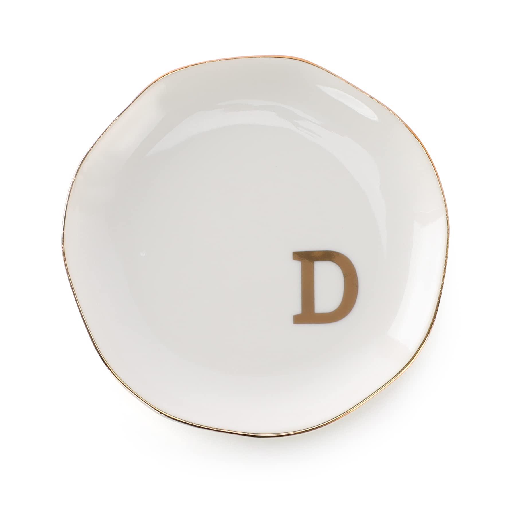 VINCOMIC Initials Ring Dish Jewery Tray with Personalized D-Monogrammed Gifts Wedding Engagement for Women Friends sister,Cerami