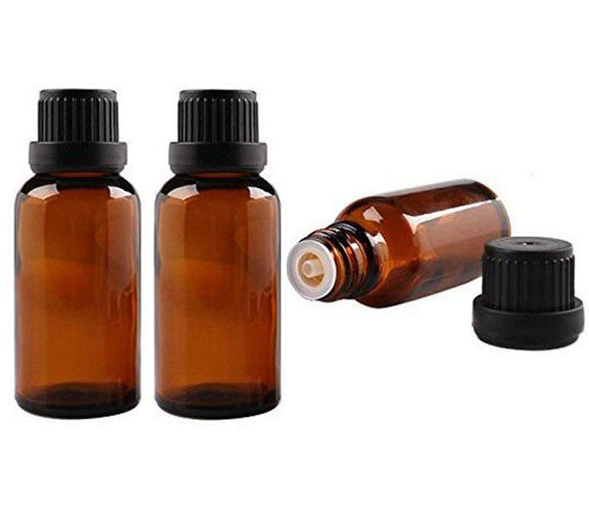 3Pcs Empty Amber Glass Essential Oil Bottles With Orifice Reducer And Black Cap Chemistry Lab Chemicals Cosmetic Colognes Perfum