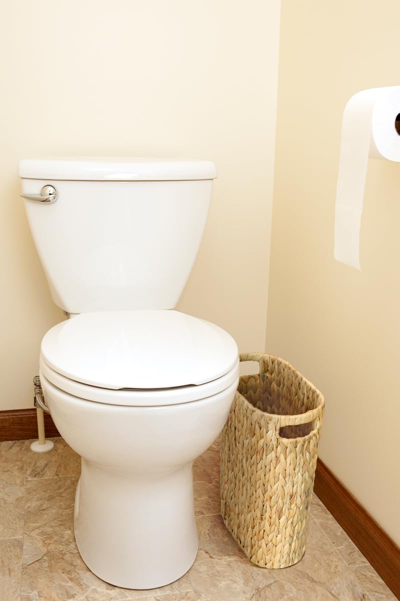 Coeusy Wicker Trash Can,Bathroom Trash Can,Water Hyacinth Wicker Waste Basket For Bathroom,Handwoven Narrow Small Waste Basket F