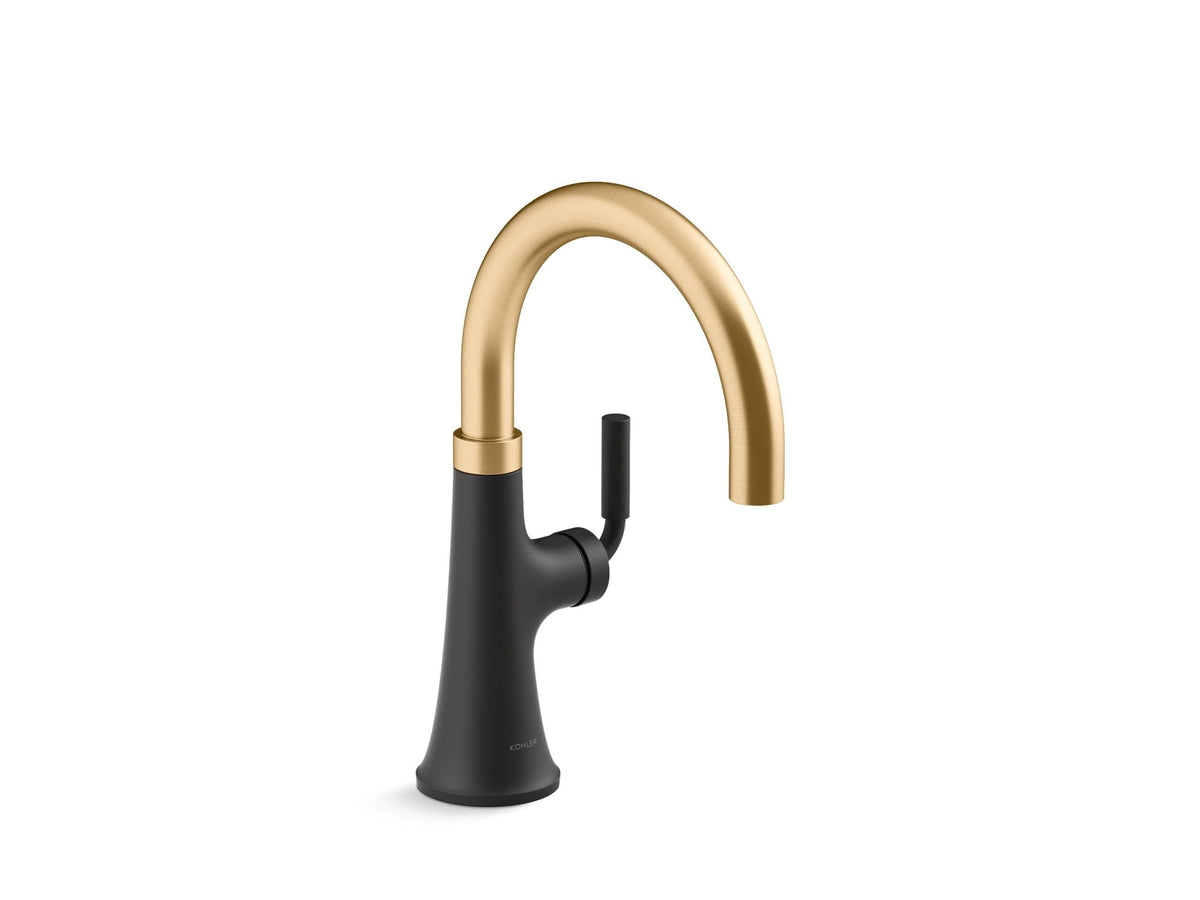 Kohler 23767-Bmb Kitchen, Tone, Swing Spout Bar Brushed Gold, 3-Spray Faucet, K-23767-Bmb, Matte Black With Moderne Brass
