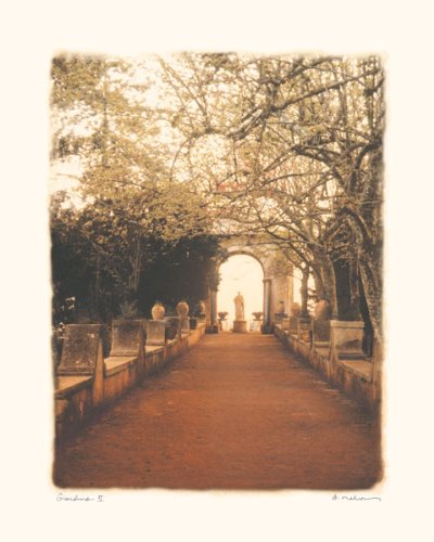 Giardino I Beautiful Italian Tree Lined Path, Arc And Statue; Two 11X14 Poster Prints