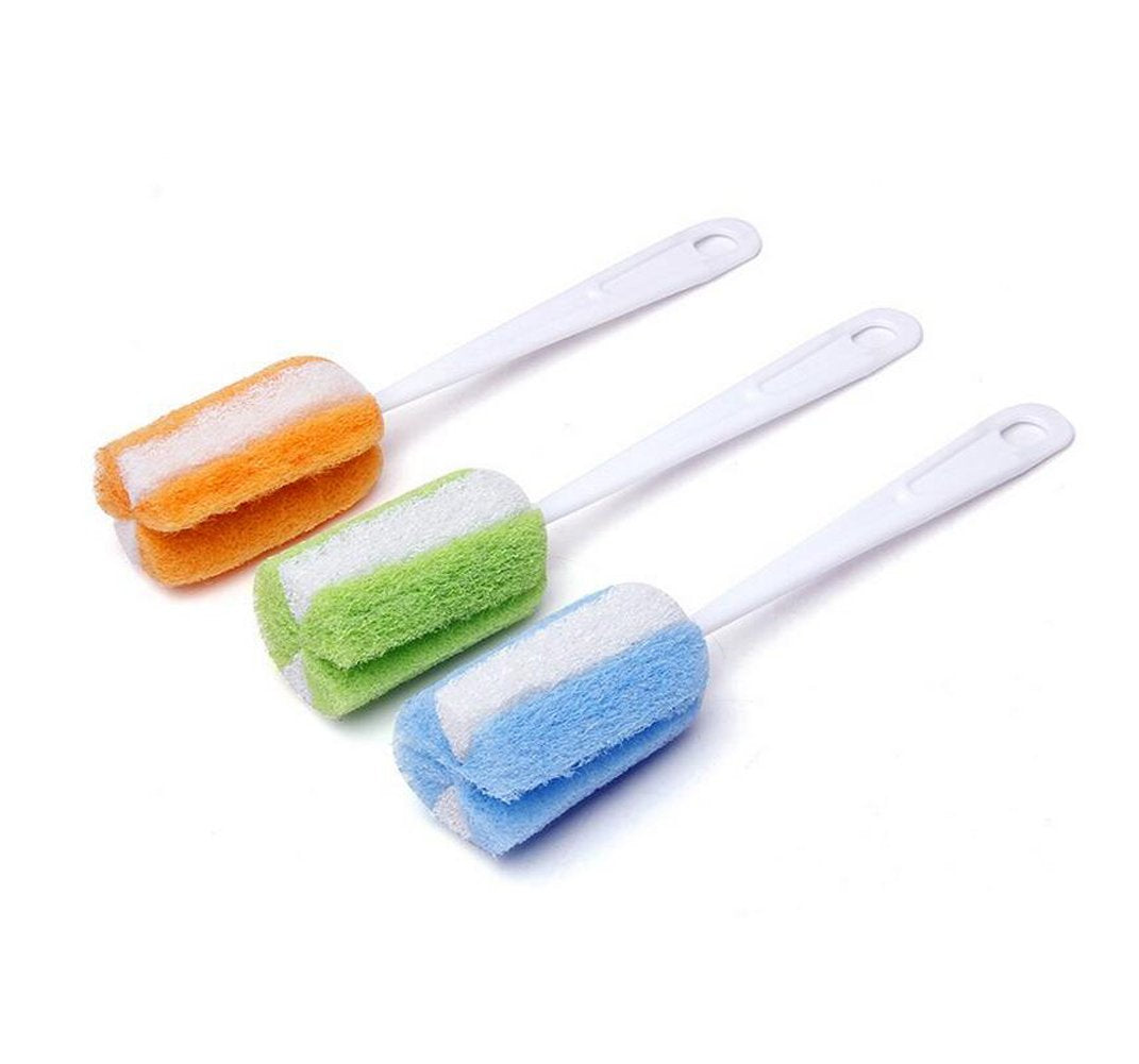 Upstore 3Pcs Soft Hanging Sponge Cleaning Brush Cleaner With Long Handle Cup Feeding Bottle Scrubber Washing Brushes For Coffee