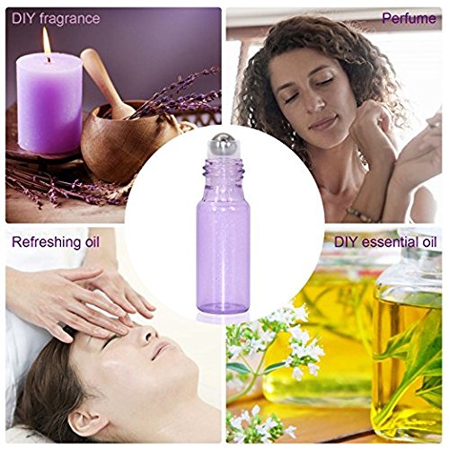 Mavogel Essential Oil Roller Bottles - 24 Pack 5ml Pearl Colored Glass Roller Bottles with Stainless Steel Roller Balls  Essential Oil key Opener and Droppers Included