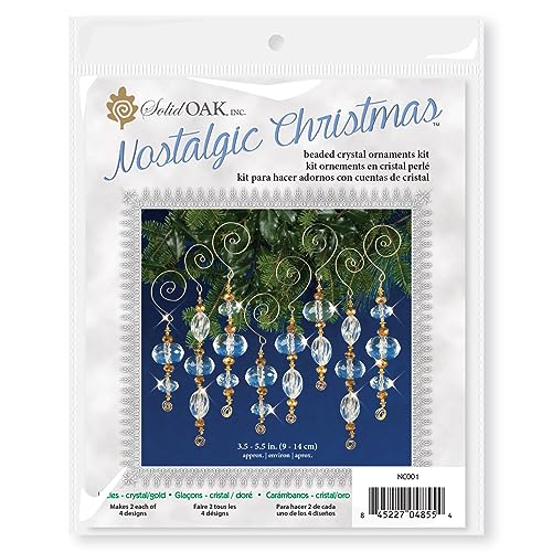 Solid Oak Christmas Ornament Kit - Crystal/Gold Icicles