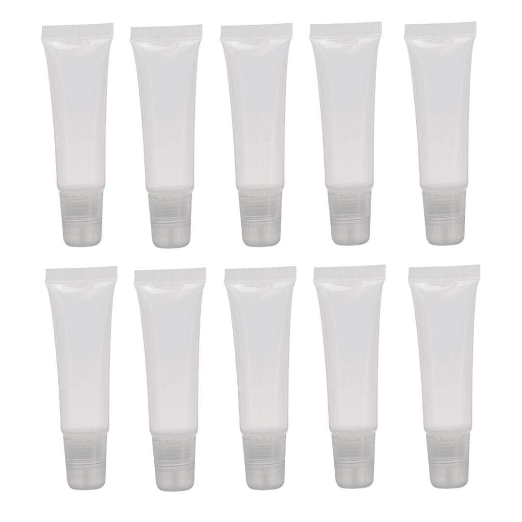 10Pcs 15Ml 0.5Oz Transparent Empty Mini Plastic Lip Gloss Soft Tubes With Screw Cap Lip Balm Hand Cream Holder Diy Reusable Refi