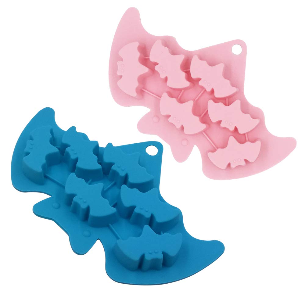 Lshcx Silicone Bakeware Set - Heat Resistant Halloween Baking Molds For Chocolate, Candy Mold Ice Tray - Bats, 2 Pack