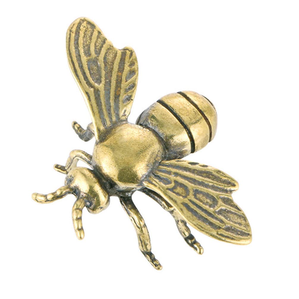 IMIKEYA Gold Bee Figurines: Vintage Brass Bee Statues Decorative Brass Animal Ornament DIY Craft Small Brass Metal Bee Desktop O