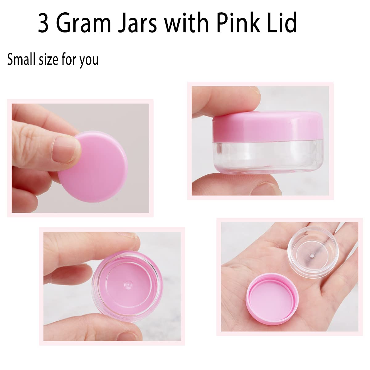 3 Gram Sample Containers With Lids, 25 Pieces Pink Sample Jars, Bpa Free Tiny Cosmetic Containers For Makeup, Lotion, Eye Shadow