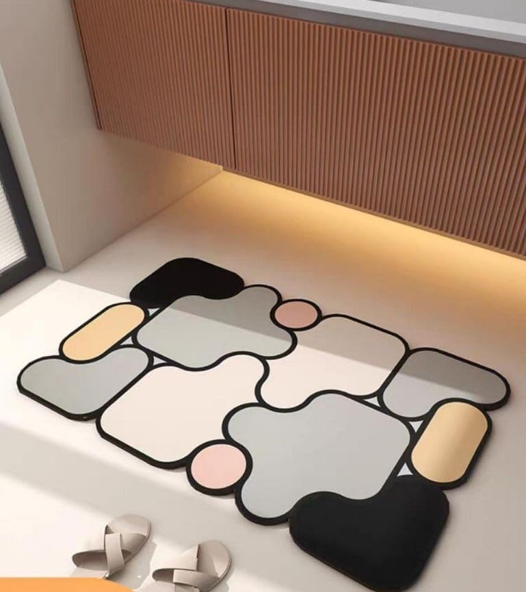 Skvm Memory Foam Water Absorbent Rectangular Shape Mat For Bathroom Kitchen Floor Door Entrance Anti Slip Foot Skid Shower Mat (