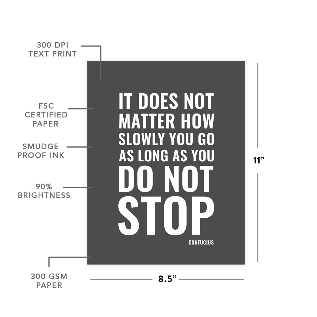 Andaz Press Motivational Wall Art  It does not matter how slowly you go as long as you do not stop  Confucius  8.5x11-inch Inspirational Success Quotes Office Home Gift Print  1-Pack  UNFRAMED