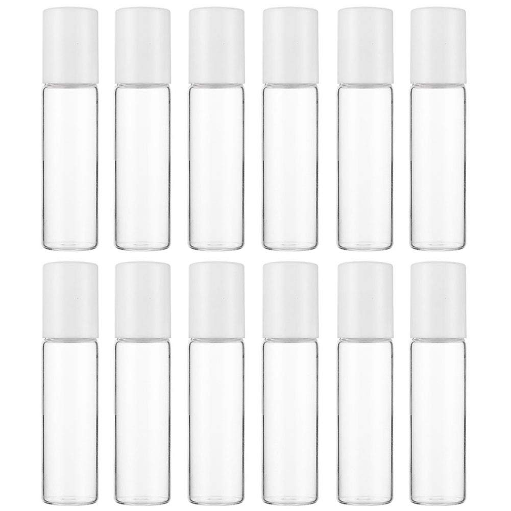 12 Pcs Clear Glass Roller Bottles Empty Refillable Essential Oil Rollon Bottles Cosmetic Sample Storage Container Vial with Gla