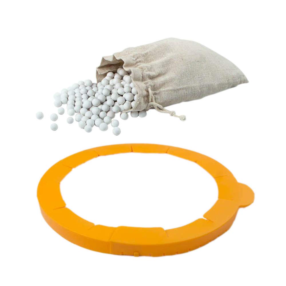 Kamehame Pie Weights Ceramic 1.2Lb, Silicone Pie Crust Protector Shield Adjustable Fits 9 Inch - 11 Inch Pie Pan, Set Of 2 For T