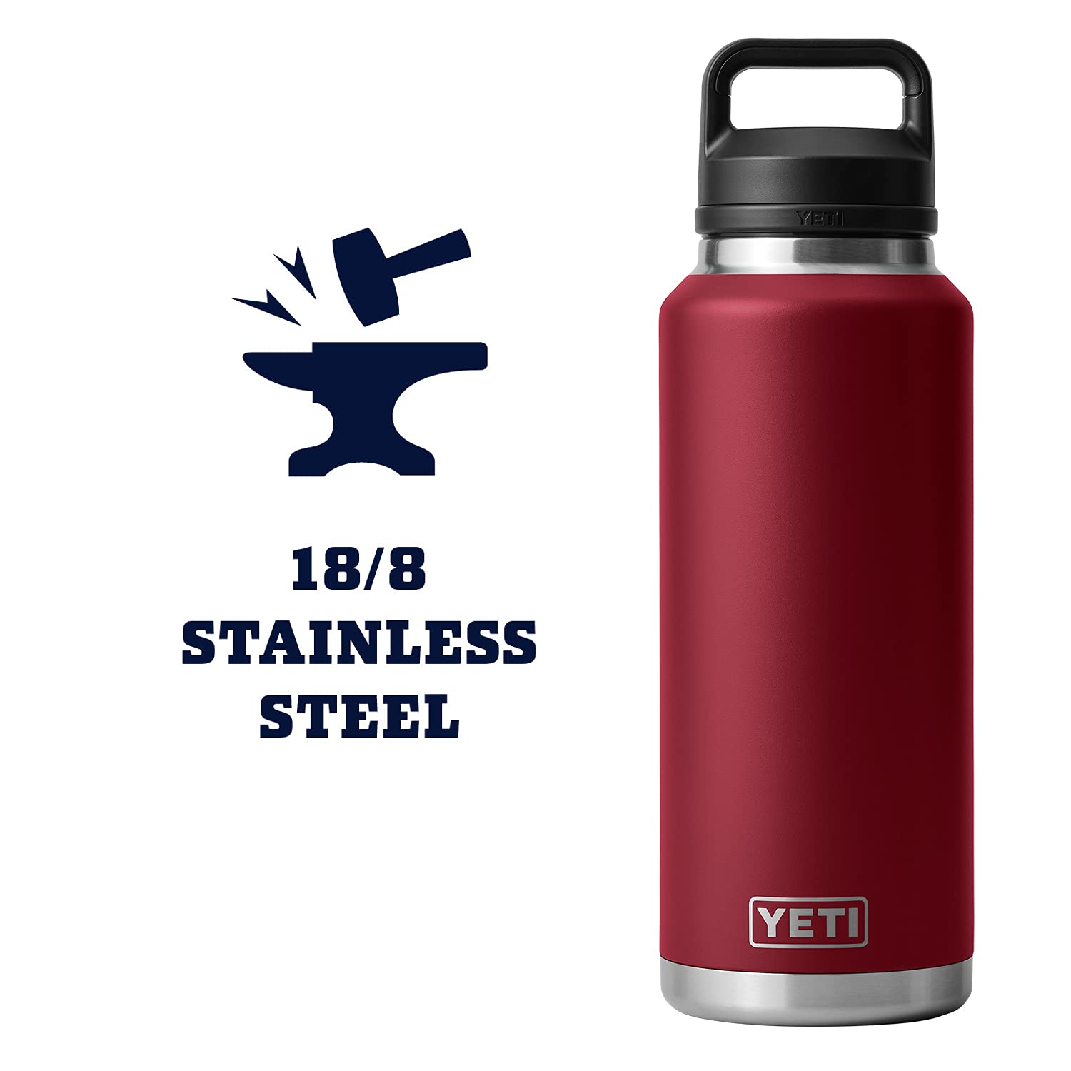 Yeti Rambler 46 Oz Bottle Retired Color, Vacuum Insulated, Stainless Steel With Chug Cap, Harvest Red